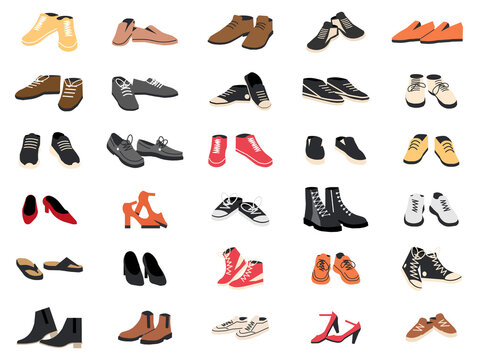 Set of Different Shoes Isolated