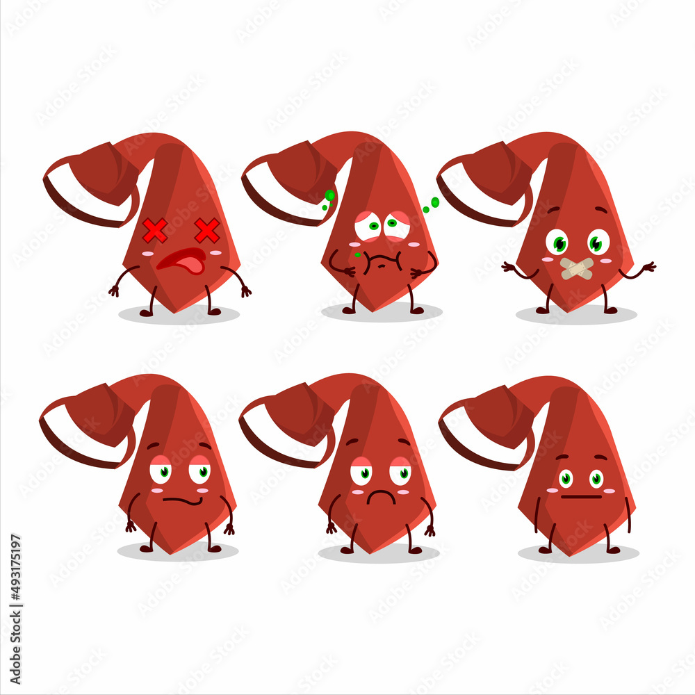 Sticker red tie cartoon character with nope expression