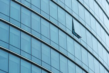 Modern office building facade. Glass building close-up