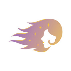 Beautiful sparkling hair woman logo