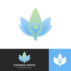 Flower leaf pin location logo, minimal and simple logo