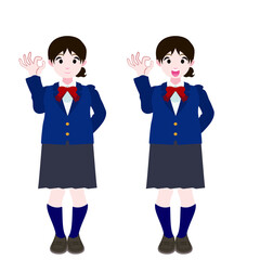 OKサインをするブレザーの女学生