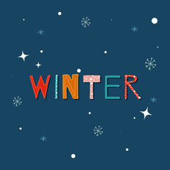Fototapeta na wymiar Winter background with decorative elements. Template for banner, poster, card, invitation, postcard, greeting, wallpaper. Flat vector illustration