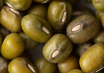 Mung beans as a background.