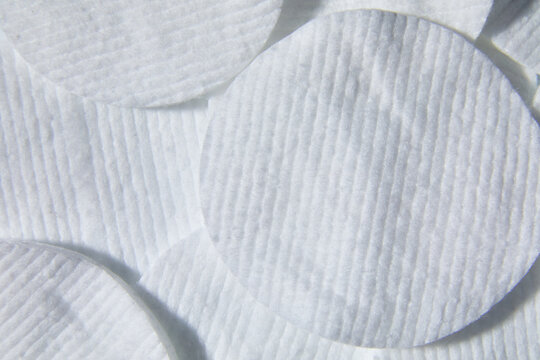 Flat lay macro Cotton pads, isolate, Beauty, medicine