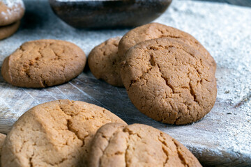 several round light cookies after cooking