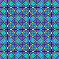 blue and violet geometric and shapes ethnic fabric pattern, illusttration testile texture.