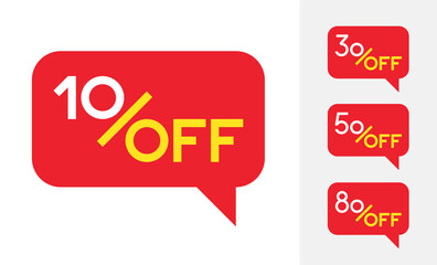 Set of discounts: 10%, 30%, 50%, 80% off. Sale. Special Offer. Vector Template Design Illustration. Isolated.