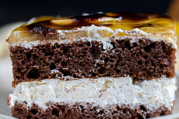 a piece of banana cake and fresh sliced bananas