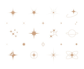 Shiny sparks silhouettes. Twinkle star particles, glitter sparkles and magic sparkle isolated silhouette icons set. Set of star sparkling and twinkling cartoon.