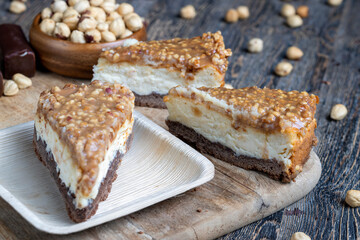 sweet and delicious cake with nuts and caramel