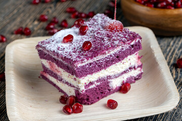 a maroon-colored cake with the taste of different berries