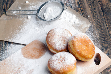 fried in oil Berlin donuts with stuffing