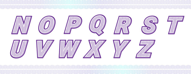 Guilloche numbers or letters with diploma certificate money grid texture.