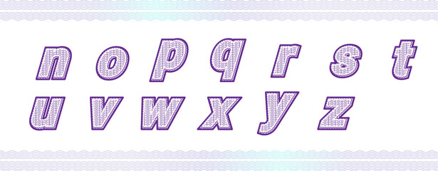 Guilloche numbers or letters with diploma certificate money grid texture.