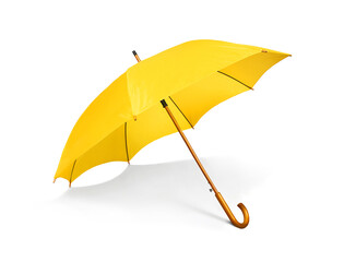 Yellow umbrella isolated on a white background