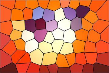 Abstract colorful mosaic tiles show geometrical shapes in trendy colors as digital modernism art and vector graphic composition with hexagonal tiles and pentagonal patterns for modern background style