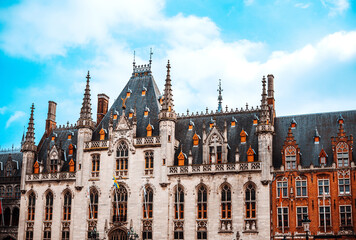 Fototapeta na wymiar Antique building view in Old Town Bruges, Belgium