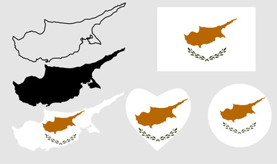 cyprus map flag icon set