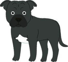 スタッフォードシャーブルテリアの犬イラスト