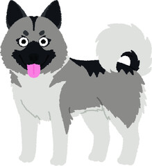 ノルウェジアンエルクハウンドグレーの犬イラスト