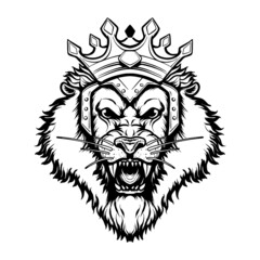 Lion King Head Vector Illustration Character Tshirt Design