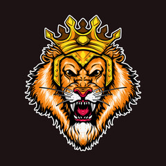 Lion King Head Vector Illustration Character Tshirt Design
