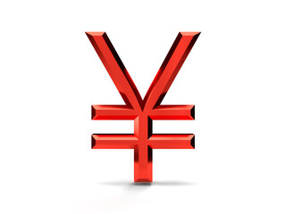 3d render red yena symbol on a white background exchange rate money investment