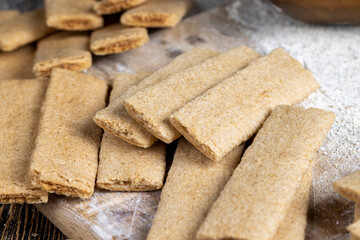 wheat long cookies stuffed with mashed different fruits