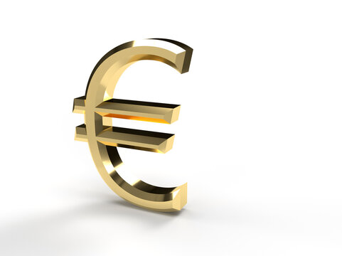 3d render golden three-dimensional euro symbol on a white background exchange rate money investment