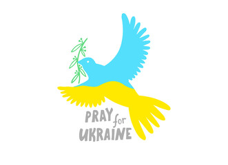 Pray for Ukraine blue-yellow peace dove