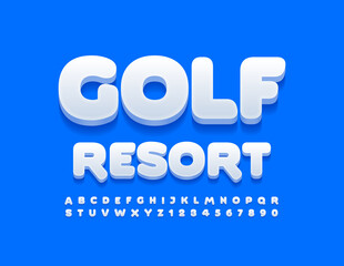 Vector modern sign Golf Resort. White modern Font. Creative set of Alphabet Letters and Numbers
