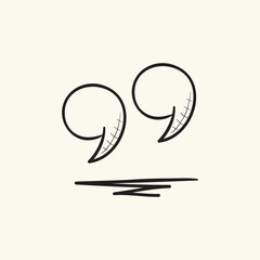 Quote Mark Icon. Hand drawn vector illustration.