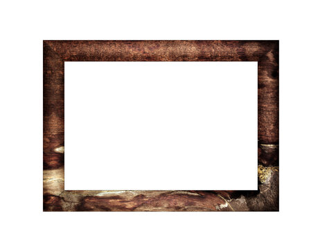 old wood frame classic isolated on white background..