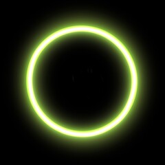 Green glowing sign. Circle neon.