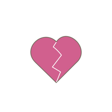 Simple heart emoji icon (with line) isolated