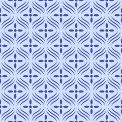 Japanese Star Wavy Line Vector Seamless Pattern