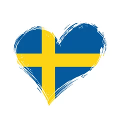 Foto op Aluminium Swedish flag heart-shaped grunge background. Vector illustration. © Khvost