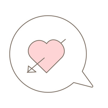Heart pictogram balloon icon (with line) isolated