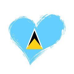 Saint Lucia flag heart-shaped grunge background. Vector illustration.