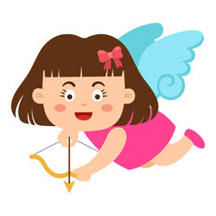 cartoon character cupid girl illustration on white background