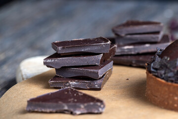 pieces of milk chocolate are lying on the table