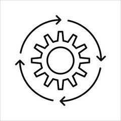 Gear Process icon on white background. Process symbol in black for your web site design