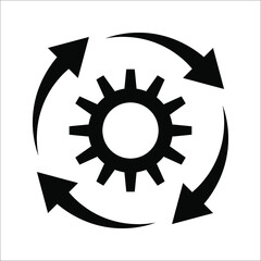 Gear Process icon on white background. Process symbol in black for your web site design