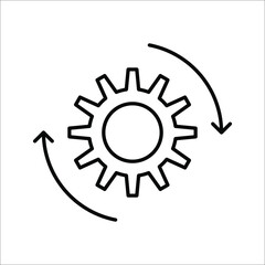 Gear Process icon on white background. Process symbol in black for your web site design