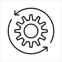 Gear Process icon on white background. Process symbol in black for your web site design