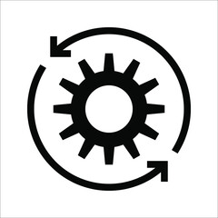 Gear Process icon on white background. Process symbol in black for your web site design