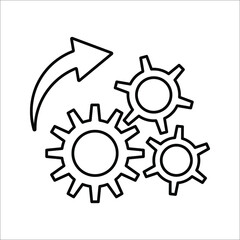 Gear Process icon on white background. Process symbol in black for your web site design