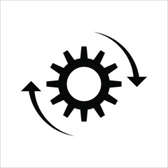 Gear Process icon on white background. Process symbol in black for your web site design