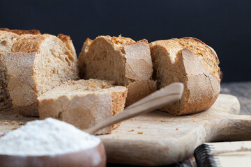 fresh delicious bread made from flour and other natural products